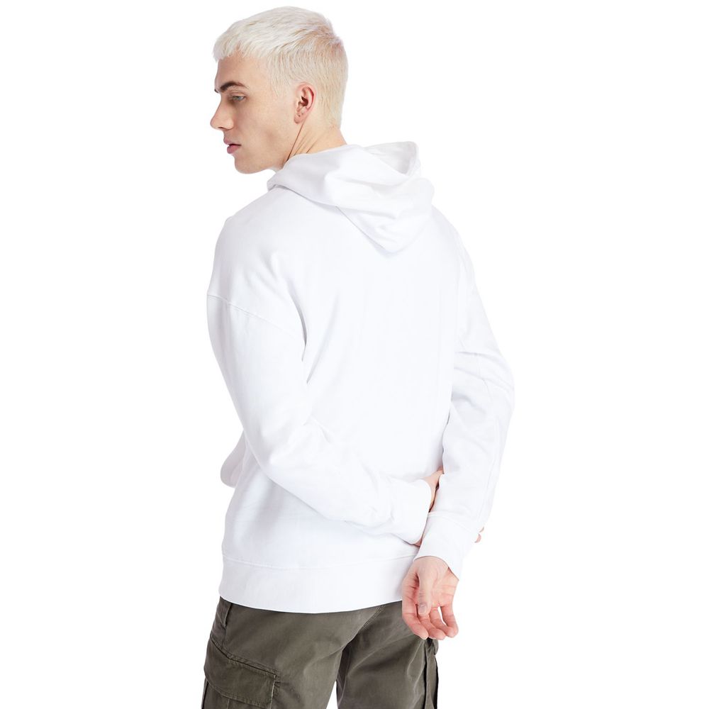 Timberland Mens Sweatshirts Logo Hoodie - White - India UV1795423